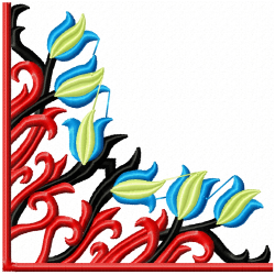 Floral Filigree Corners Embroidery Design 5